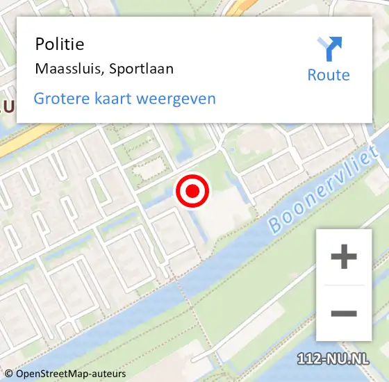 Locatie op kaart van de 112 melding: Politie Maassluis, Sportlaan op 24 april 2024 18:35