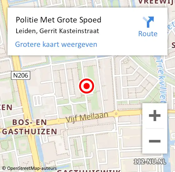 Locatie op kaart van de 112 melding: Politie Met Grote Spoed Naar Leiden, Gerrit Kasteinstraat op 24 april 2024 19:14