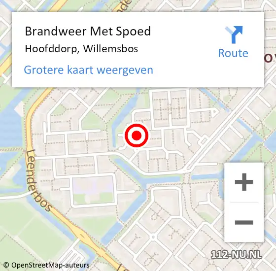 Locatie op kaart van de 112 melding: Brandweer Met Spoed Naar Hoofddorp, Willemsbos op 24 april 2024 19:29