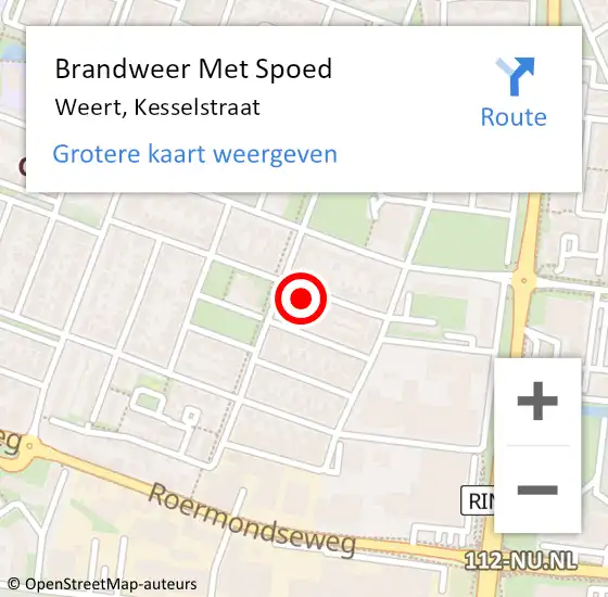 Locatie op kaart van de 112 melding: Brandweer Met Spoed Naar Weert, Kesselstraat op 24 april 2024 19:33