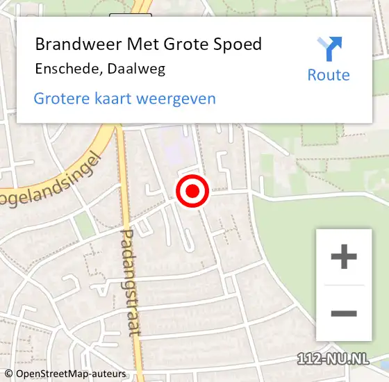 Locatie op kaart van de 112 melding: Brandweer Met Grote Spoed Naar Enschede, Daalweg op 24 april 2024 20:03