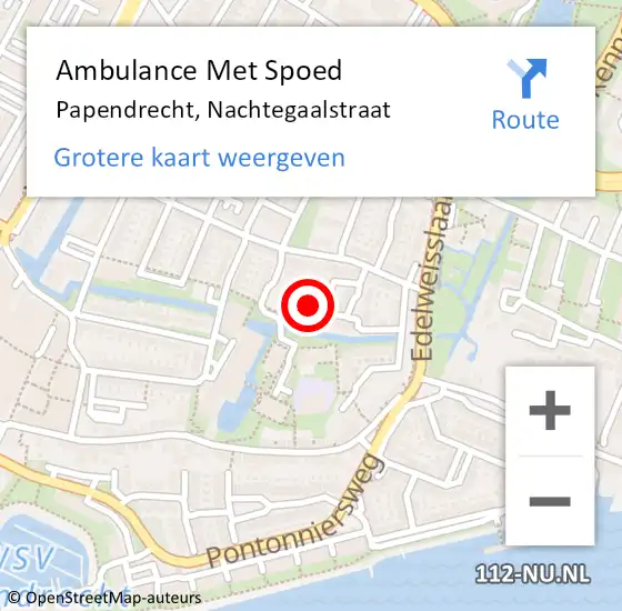 Locatie op kaart van de 112 melding: Ambulance Met Spoed Naar Papendrecht, Nachtegaalstraat op 24 april 2024 20:16