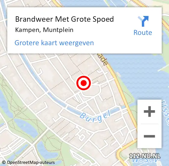 Locatie op kaart van de 112 melding: Brandweer Met Grote Spoed Naar Kampen, Muntplein op 24 april 2024 20:19