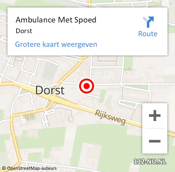 Locatie op kaart van de 112 melding: Ambulance Met Spoed Naar Dorst op 24 april 2024 20:21