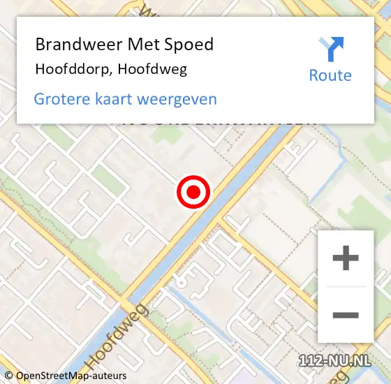 Locatie op kaart van de 112 melding: Brandweer Met Spoed Naar Hoofddorp, Hoofdweg op 24 april 2024 20:25