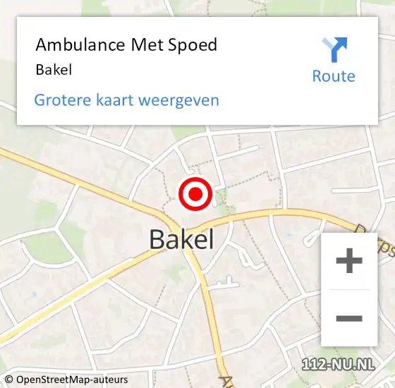 Locatie op kaart van de 112 melding: Ambulance Met Spoed Naar Bakel op 24 april 2024 20:44
