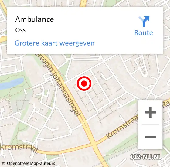 Locatie op kaart van de 112 melding: Ambulance Oss op 24 april 2024 20:56