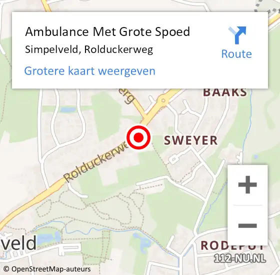 Locatie op kaart van de 112 melding: Ambulance Met Grote Spoed Naar Simpelveld, Rolduckerweg op 3 oktober 2014 15:13