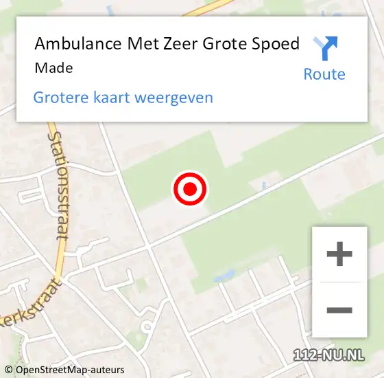 Locatie op kaart van de 112 melding: Ambulance Met Zeer Grote Spoed Naar Made op 24 april 2024 21:36