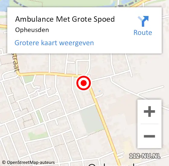 Locatie op kaart van de 112 melding: Ambulance Met Grote Spoed Naar Opheusden op 24 april 2024 22:08