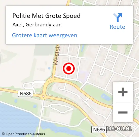 Locatie op kaart van de 112 melding: Politie Met Grote Spoed Naar Axel, Gerbrandylaan op 24 april 2024 22:30