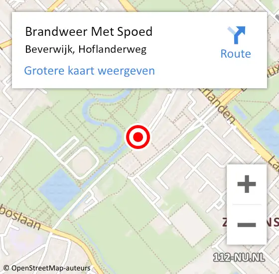 Locatie op kaart van de 112 melding: Brandweer Met Spoed Naar Beverwijk, Hoflanderweg op 24 april 2024 22:36