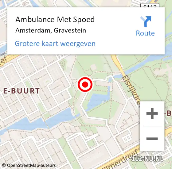 Locatie op kaart van de 112 melding: Ambulance Met Spoed Naar Amsterdam, Gravestein op 24 april 2024 22:46