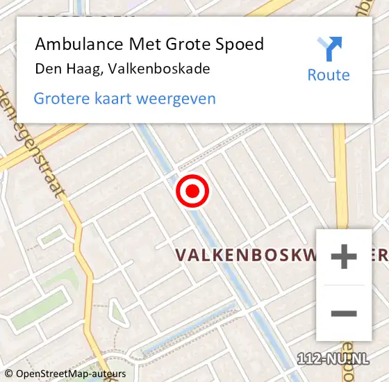 Locatie op kaart van de 112 melding: Ambulance Met Grote Spoed Naar Den Haag, Valkenboskade op 24 april 2024 23:37