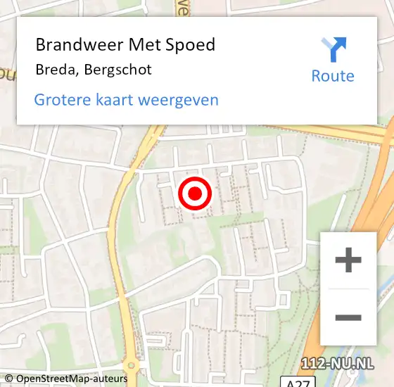 Locatie op kaart van de 112 melding: Brandweer Met Spoed Naar Breda, Bergschot op 25 april 2024 00:13