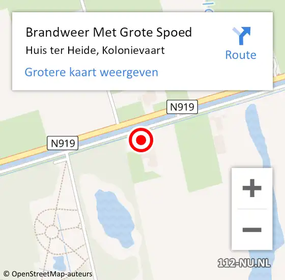 Locatie op kaart van de 112 melding: Brandweer Met Grote Spoed Naar Huis ter Heide, Kolonievaart op 25 april 2024 00:15