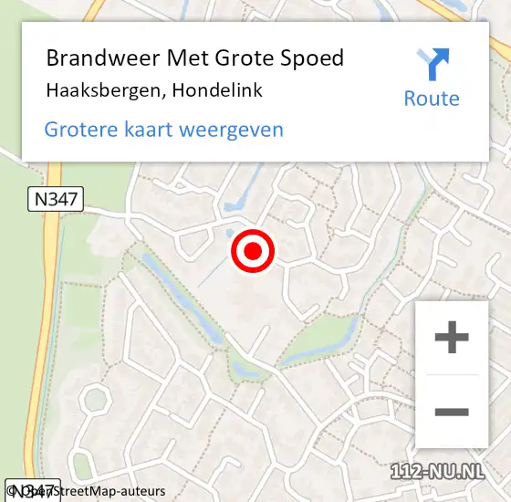 Locatie op kaart van de 112 melding: Brandweer Met Grote Spoed Naar Haaksbergen, Hondelink op 25 april 2024 00:35