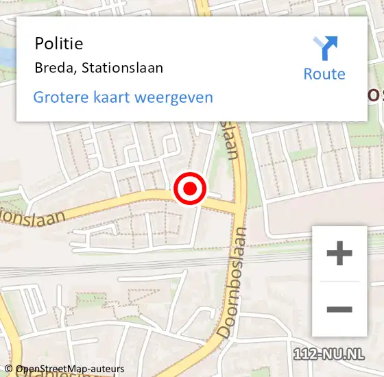 Locatie op kaart van de 112 melding: Politie Breda, Stationslaan op 25 april 2024 00:43