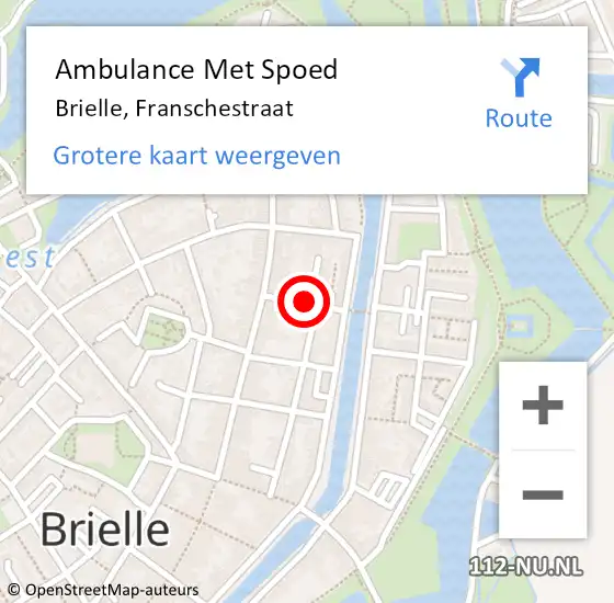 Locatie op kaart van de 112 melding: Ambulance Met Spoed Naar Brielle, Franschestraat op 25 april 2024 01:16