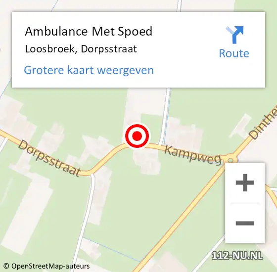 Locatie op kaart van de 112 melding: Ambulance Met Spoed Naar Loosbroek, Dorpsstraat op 16 oktober 2013 13:33