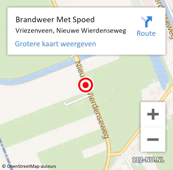 Locatie op kaart van de 112 melding: Brandweer Met Spoed Naar Vriezenveen, Nieuwe Wierdenseweg op 3 oktober 2014 15:31