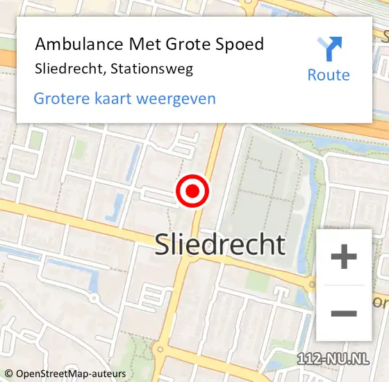 Locatie op kaart van de 112 melding: Ambulance Met Grote Spoed Naar Sliedrecht, Stationsweg op 25 april 2024 06:58