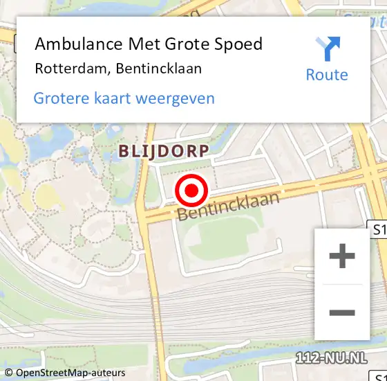 Locatie op kaart van de 112 melding: Ambulance Met Grote Spoed Naar Rotterdam, Bentincklaan op 25 april 2024 06:59