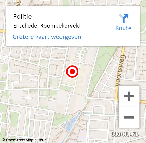 Locatie op kaart van de 112 melding: Politie Enschede, Roombekerveld op 25 april 2024 07:20