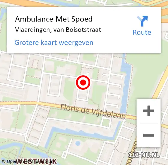 Locatie op kaart van de 112 melding: Ambulance Met Spoed Naar Vlaardingen, van Boisotstraat op 25 april 2024 07:51