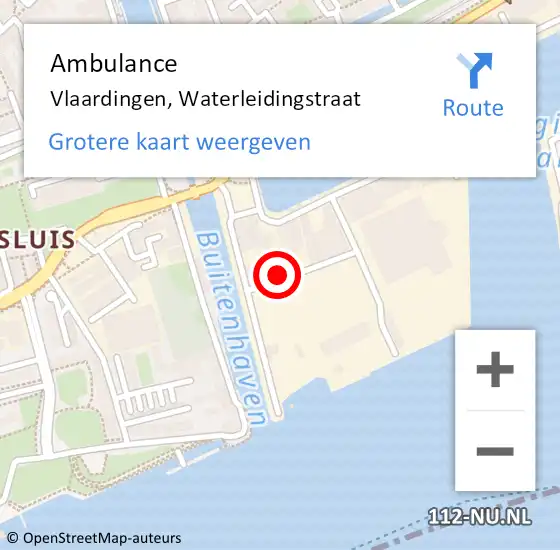 Locatie op kaart van de 112 melding: Ambulance Vlaardingen, Waterleidingstraat op 25 april 2024 07:53