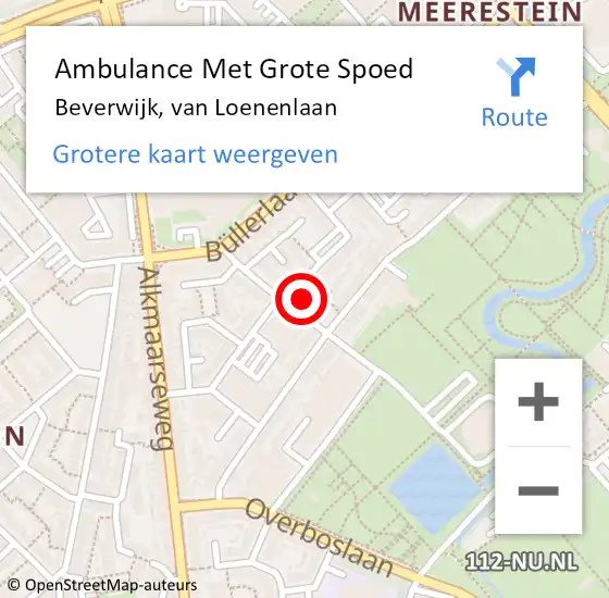 Locatie op kaart van de 112 melding: Ambulance Met Grote Spoed Naar Beverwijk, van Loenenlaan op 25 april 2024 08:13