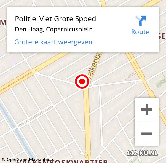 Locatie op kaart van de 112 melding: Politie Met Grote Spoed Naar Den Haag, Copernicusplein op 25 april 2024 08:30