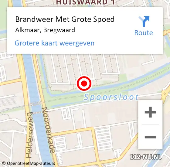 Locatie op kaart van de 112 melding: Brandweer Met Grote Spoed Naar Alkmaar, Bregwaard op 25 april 2024 08:35