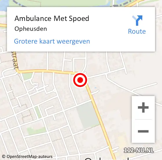 Locatie op kaart van de 112 melding: Ambulance Met Spoed Naar Opheusden op 25 april 2024 08:41