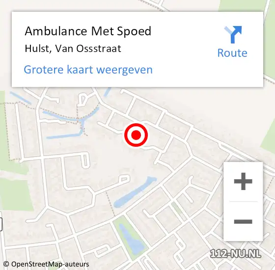 Locatie op kaart van de 112 melding: Ambulance Met Spoed Naar Hulst, Van Ossstraat op 3 oktober 2014 15:44