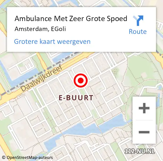 Locatie op kaart van de 112 melding: Ambulance Met Zeer Grote Spoed Naar Amsterdam, EGoli op 25 april 2024 08:52