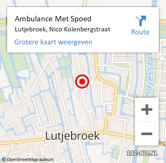 Locatie op kaart van de 112 melding: Ambulance Met Spoed Naar Lutjebroek, Nico Kolenbergstraat op 25 april 2024 09:18