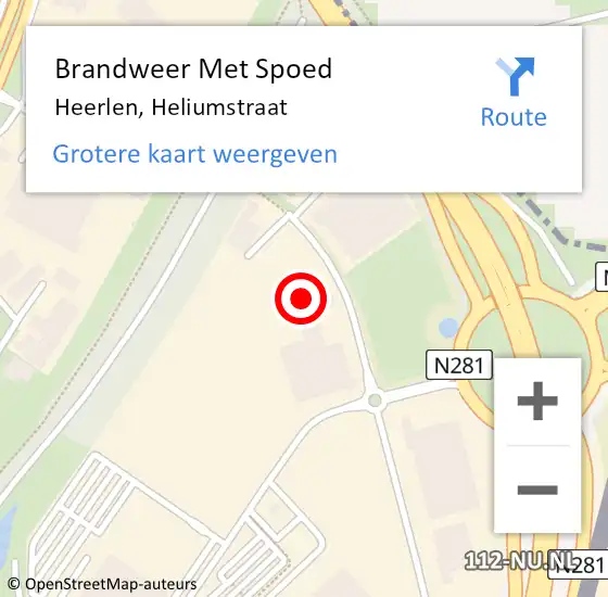 Locatie op kaart van de 112 melding: Brandweer Met Spoed Naar Heerlen, Heliumstraat op 25 april 2024 09:55