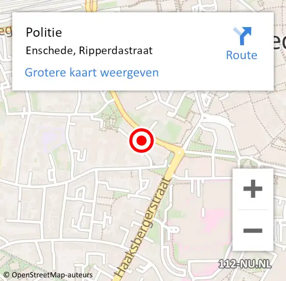 Locatie op kaart van de 112 melding: Politie Enschede, Ripperdastraat op 25 april 2024 10:07