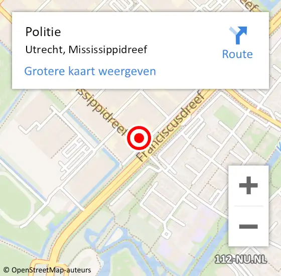 Locatie op kaart van de 112 melding: Politie Utrecht, Mississippidreef op 25 april 2024 10:20