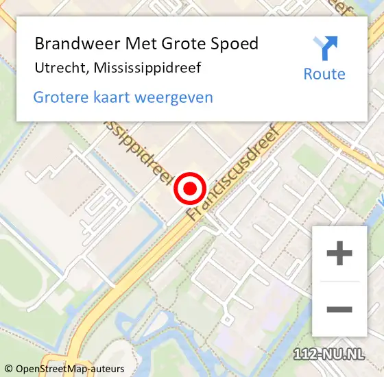 Locatie op kaart van de 112 melding: Brandweer Met Grote Spoed Naar Utrecht, Mississippidreef op 25 april 2024 10:31