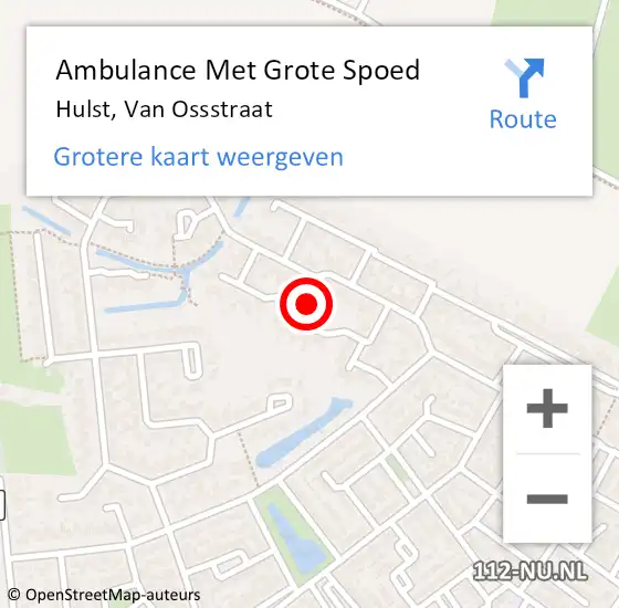 Locatie op kaart van de 112 melding: Ambulance Met Grote Spoed Naar Hulst, Van Ossstraat op 3 oktober 2014 15:58