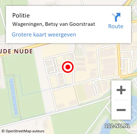 Locatie op kaart van de 112 melding: Politie Wageningen, Betsy van Goorstraat op 25 april 2024 10:50