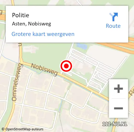 Locatie op kaart van de 112 melding: Politie Asten, Nobisweg op 25 april 2024 11:10