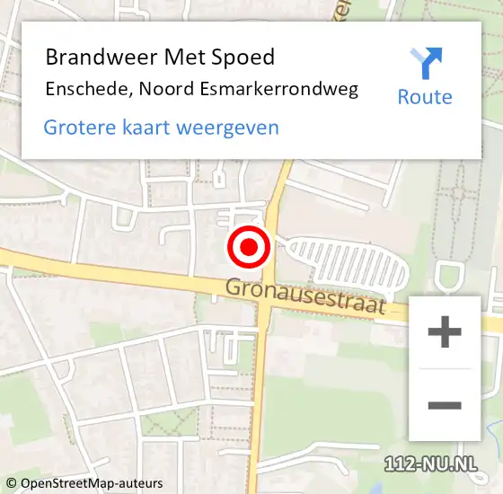 Locatie op kaart van de 112 melding: Brandweer Met Spoed Naar Enschede, Noord Esmarkerrondweg op 25 april 2024 11:28