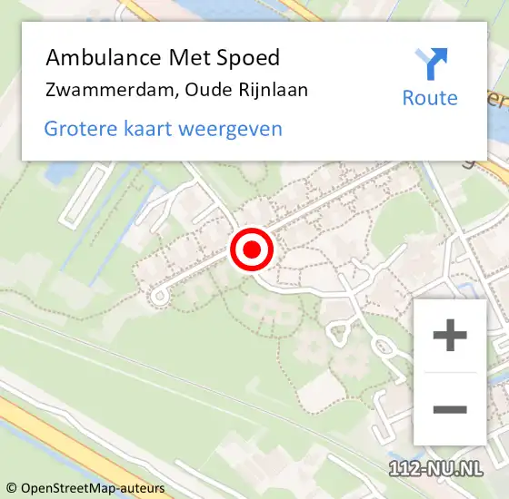 Locatie op kaart van de 112 melding: Ambulance Met Spoed Naar Zwammerdam, Oude Rijnlaan op 25 april 2024 11:30
