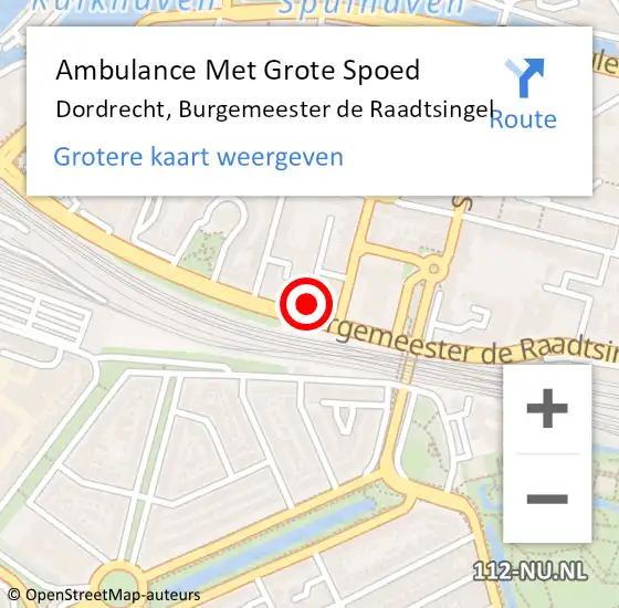 Locatie op kaart van de 112 melding: Ambulance Met Grote Spoed Naar Dordrecht, Burgemeester de Raadtsingel op 25 april 2024 11:39