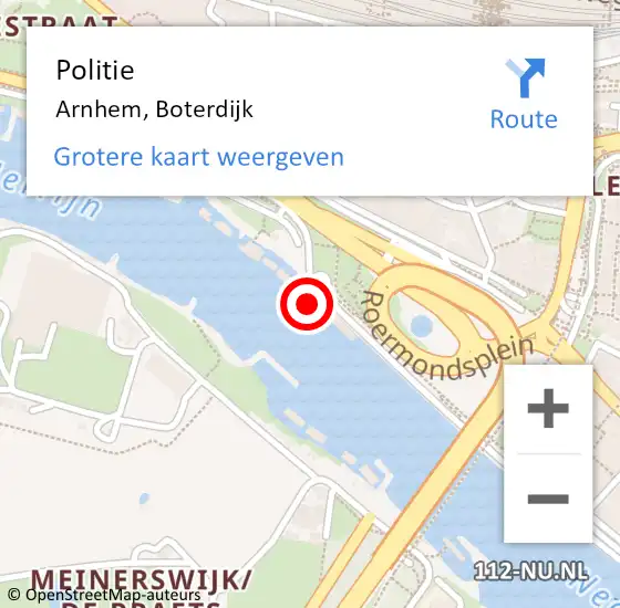 Locatie op kaart van de 112 melding: Politie Arnhem, Boterdijk op 25 april 2024 12:08