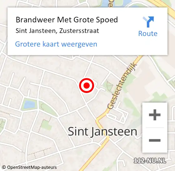 Locatie op kaart van de 112 melding: Brandweer Met Grote Spoed Naar Sint Jansteen, Zustersstraat op 25 april 2024 12:20