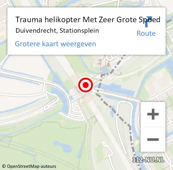 Locatie op kaart van de 112 melding: Trauma helikopter Met Zeer Grote Spoed Naar Duivendrecht, Stationsplein op 25 april 2024 12:34